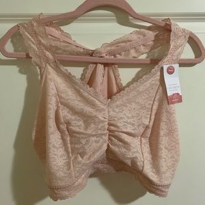 Bralette Bra  Size 22/24 Pink Lace Wire Free